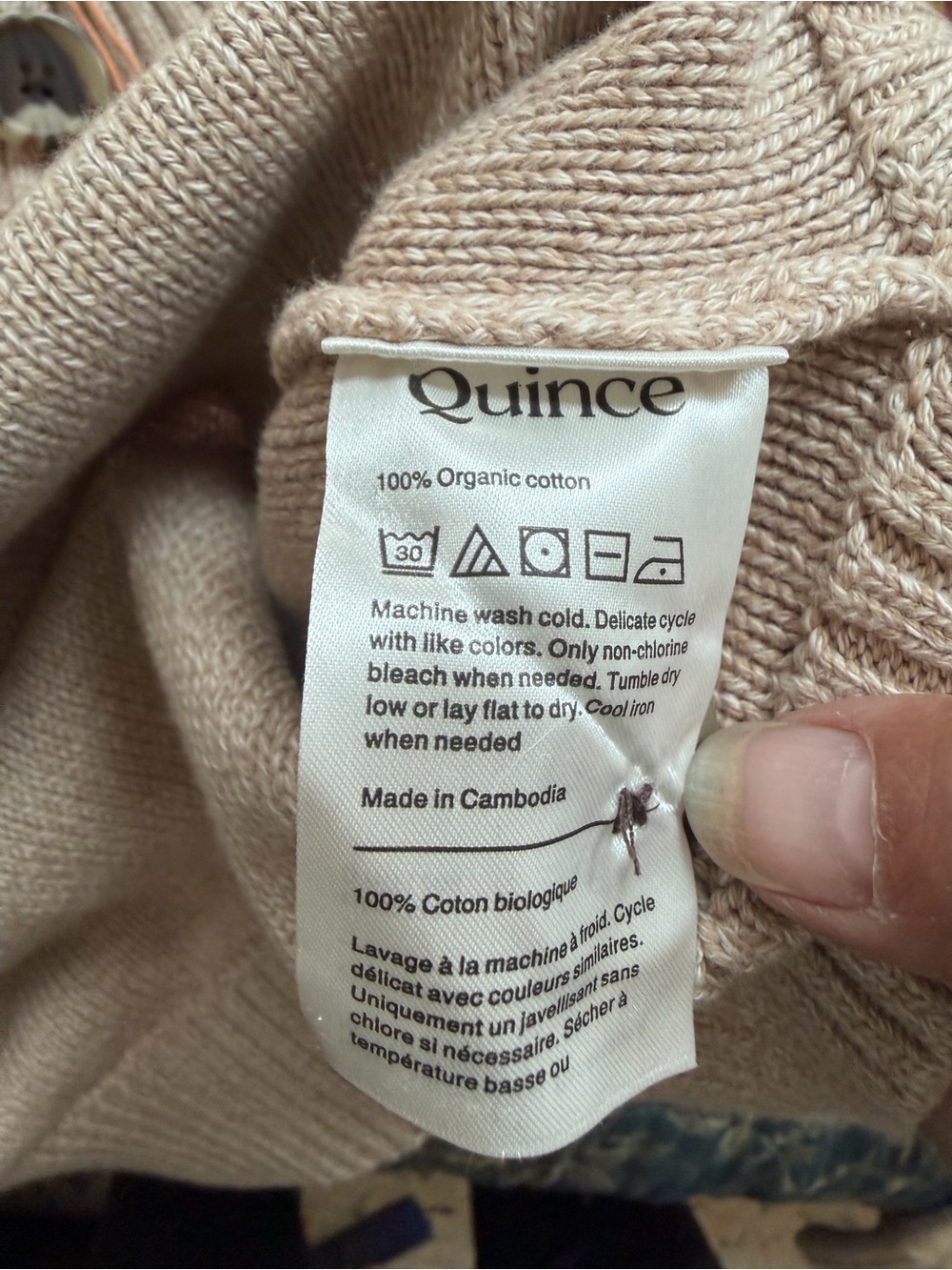 Quince NWT 100% Organic Cotton Classic Cream Cropped Cardigan Women's Sweater XS - Picture 6 of 6